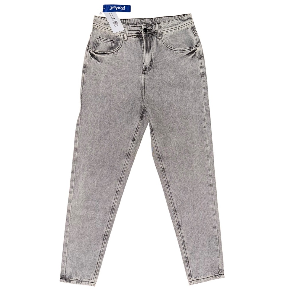 Romwe Men light grey cropped skinny jeans